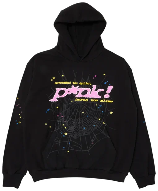 Sp5der Pink Hoodie Black