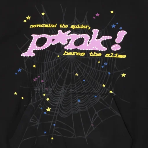 Sp5der Pink Hoodie Black - Image 3