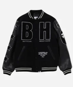 BAPE x Bounty Hunter Varsity Black Jacket
