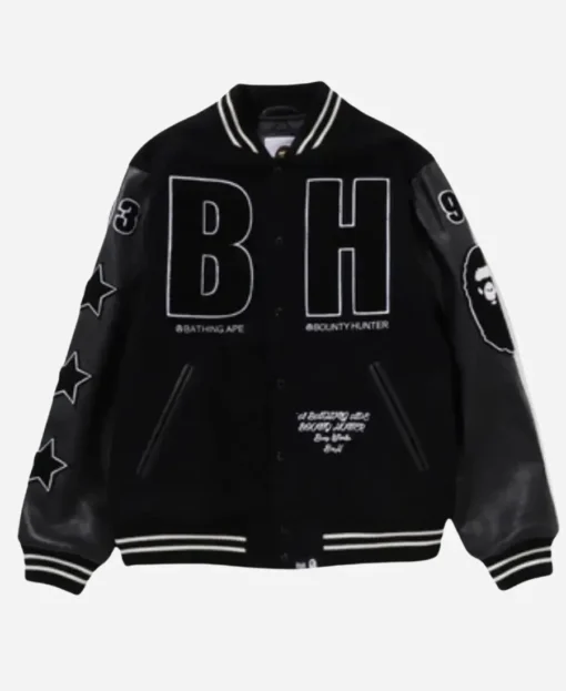 BAPE x Bounty Hunter Varsity Black Jacket