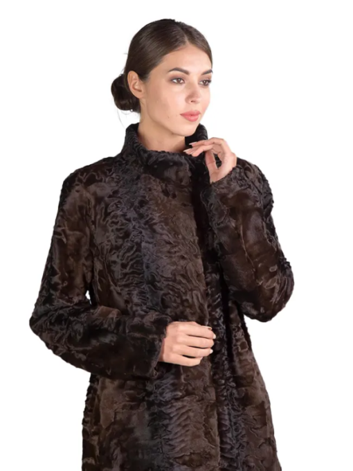 Brown Broadtail Lamb Fur Coat Angelique - Image 2