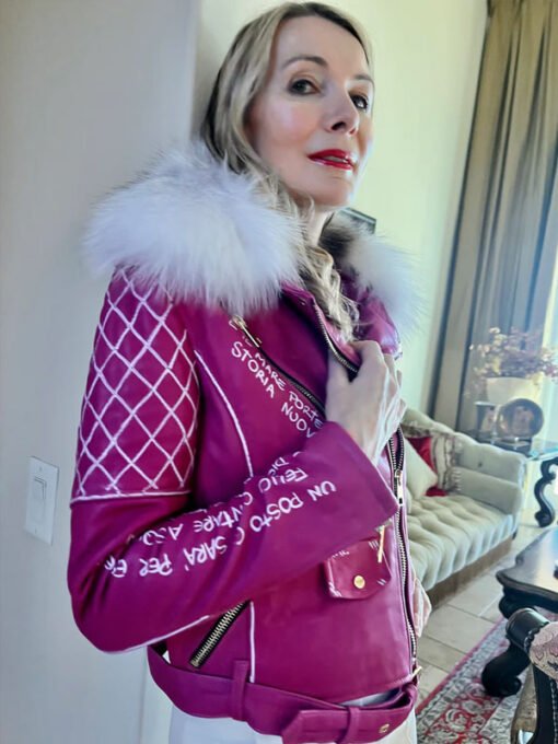 Fuchsia Pink Leather Jacket - Image 3