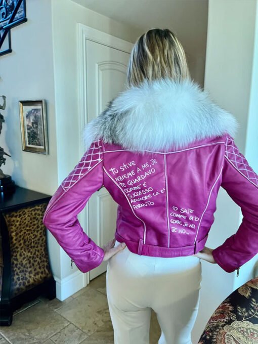 Fuchsia Pink Leather Jacket - Image 2