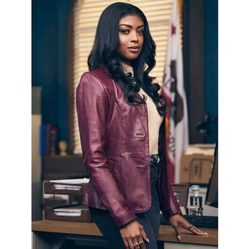High Potential Daphne Purple Leather Blazer - Image 2