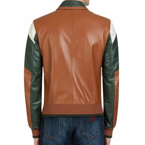 Ivan Multi Color Bomber Leather Jacket - Image 4