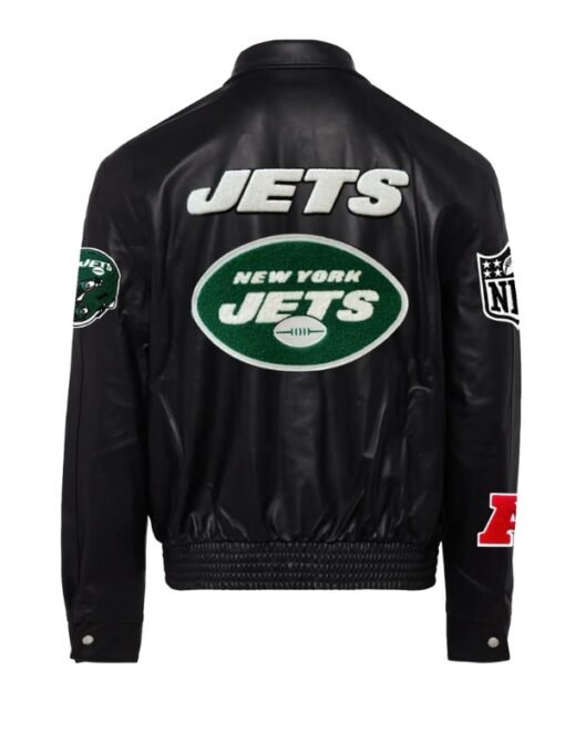 NFL New York Jets Black Leather Jacket - Image 2