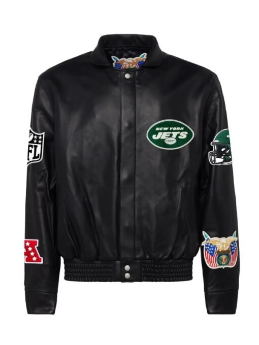 NFL New York Jets Black Leather Jacket