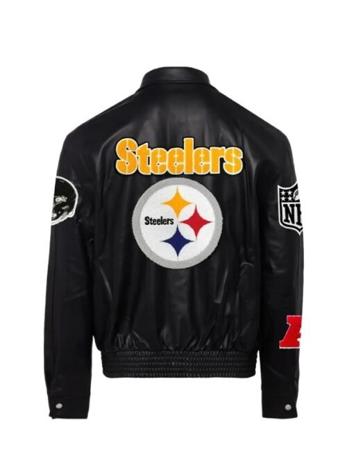 NFL Steelers Pittsburgh Full Black Leather Jacket - Image 2