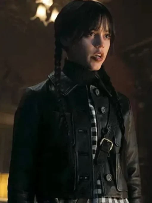 Jenna Ortega Wednesday Addams Leather Jacket