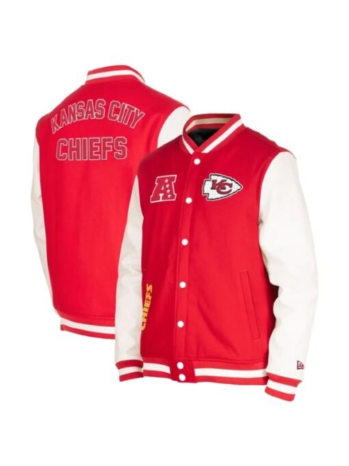Kansas City Chiefs Red & White Wool & Leather Varsity Jacket - Image 3