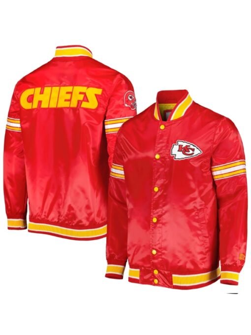 Kansas City Chiefs Satin Red Varsity Jacket - Image 3