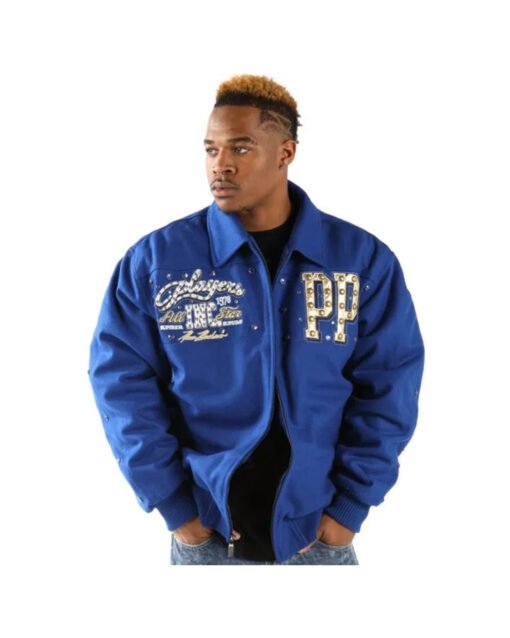 Men Pelle Pelle All Star Blue Wool Jacket - Image 2