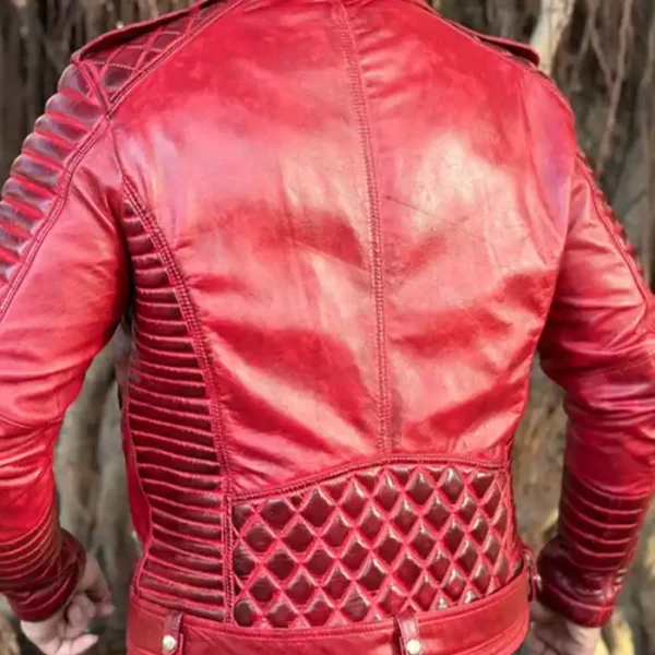 Alternative view of Mens Red Leather Biker Jacket