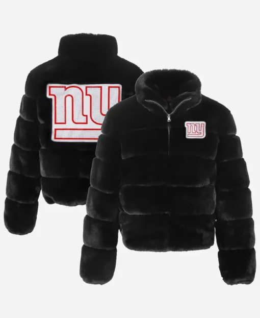 New York Giants Cuce Black Fur Jacket