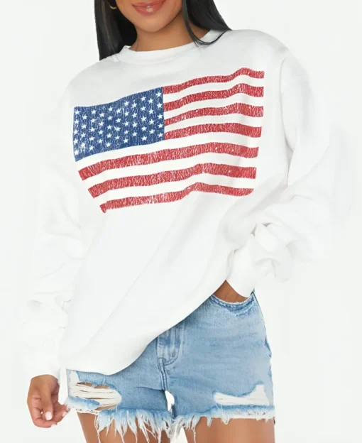 Nia Sanchez American Flag Crewneck Sweatshirt