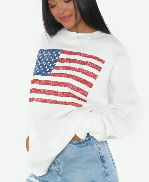 Nia Sanchez American Flag Crewneck Sweatshirt - Image 2