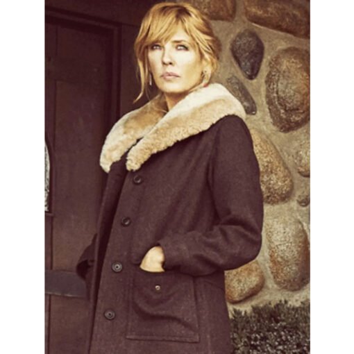 Pure Wool Yellowstone Beth Dutton Shearling Coat - Image 2