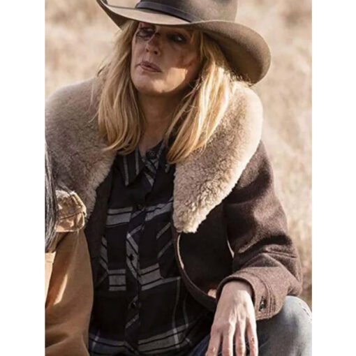 Pure Wool Yellowstone Beth Dutton Shearling Coat - Image 3