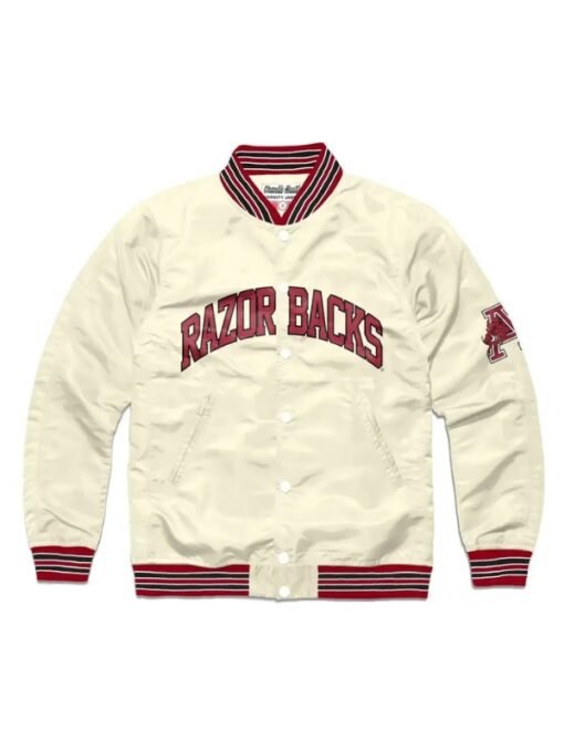 Razorback Graduate Cream Satin Varsity Jacket