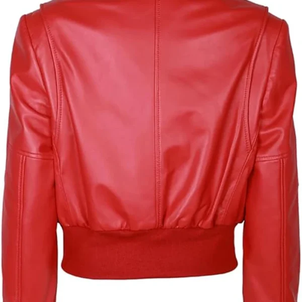 Alternative view of Women's Classic Red Leather Bomber Jacket