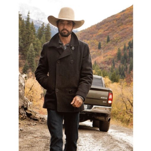 Ryan Bingham Yellowstone Gray Wool Pea Coat - Image 2