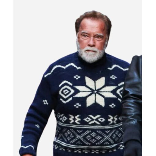 The Man With The Bag Arnold Schwarzenegger Blue Sweater - Image 2