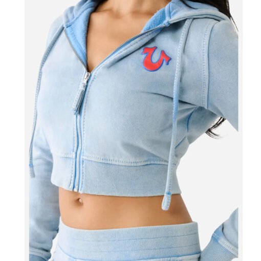 True Religion Big T Logo Cropped Hoodie - Image 8