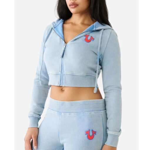 True Religion Big T Logo Cropped Hoodie - Image 6