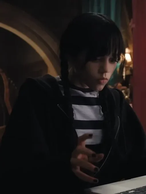 Wednesday Jenna Ortega Black Baggy Hoodie - Image 3