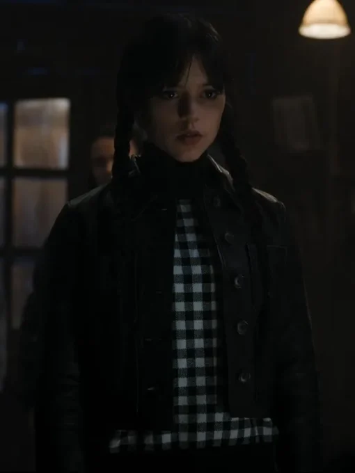 Jenna Ortega Wednesday Addams Leather Jacket - Image 4