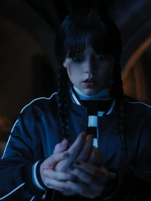 Wednesday Jenna Ortega Black Bomber Jacket - Image 3