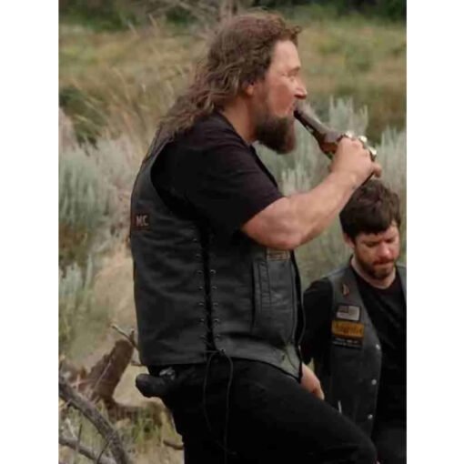 Yellowstone Adam Johnson Black Leather Vest - Image 2