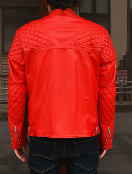 Classic Style Red Vintage Leather Jacket - Image 3