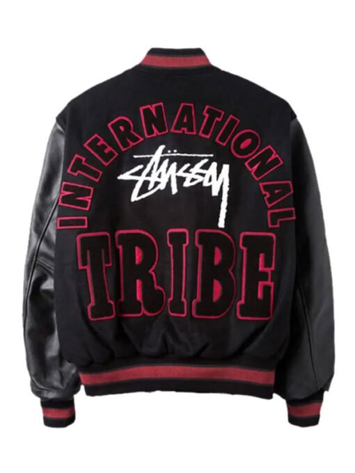 Stussy Milano Chapter International Black Varsity Jacket - Image 2