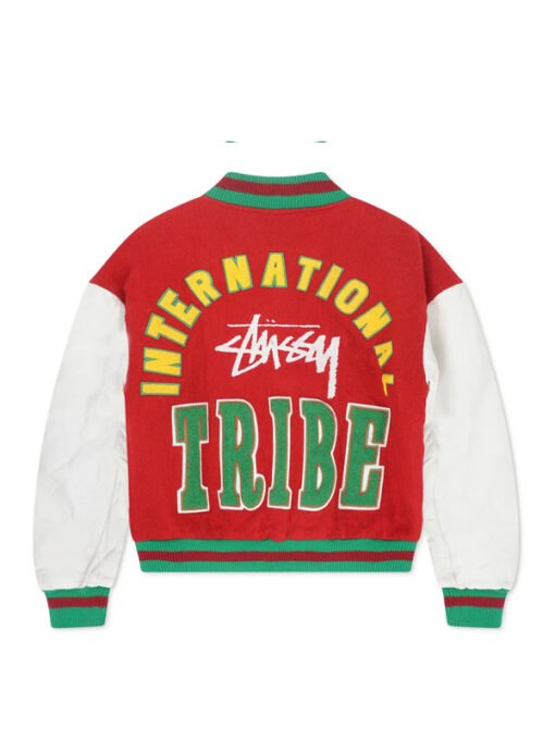 Stussy International Tribe Red Vintage Varsity Jacket - Image 2