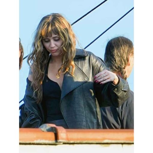 Miley Cyrus Black Leather Jacket - Image 4