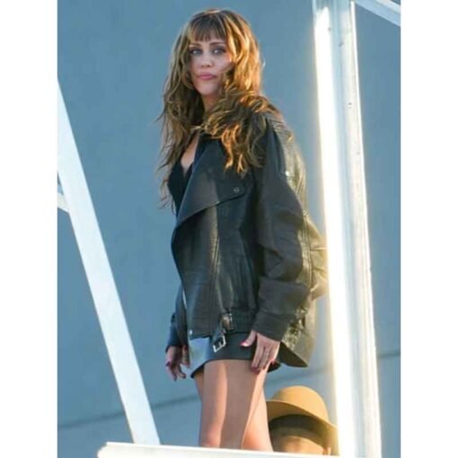 Miley Cyrus Black Leather Jacket - Image 3