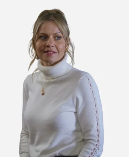 A Christmas Less Candace Cameron Bure Neck White Jumper - Image 3