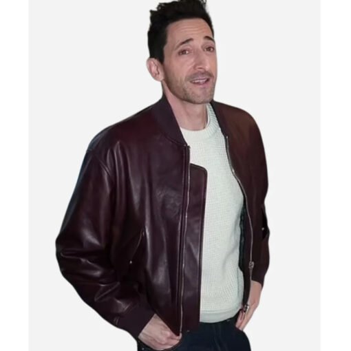 Adrien Brody Football Maroon Jacket - Image 2