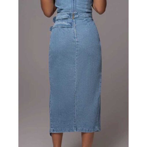 Belted Denim Coat - Image 4