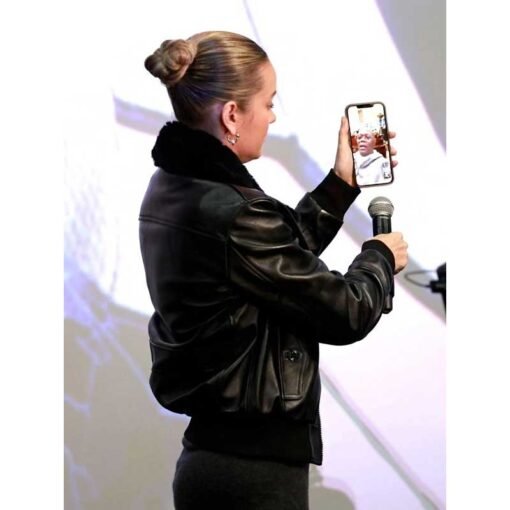 Brie Larson Leather Jacket - Image 3
