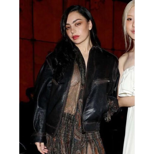 Charli XCX PFW 2025 Brown Leather Jacket - Image 3