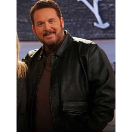 Cole Hauser Black Leather Bomber Jacket - Image 3