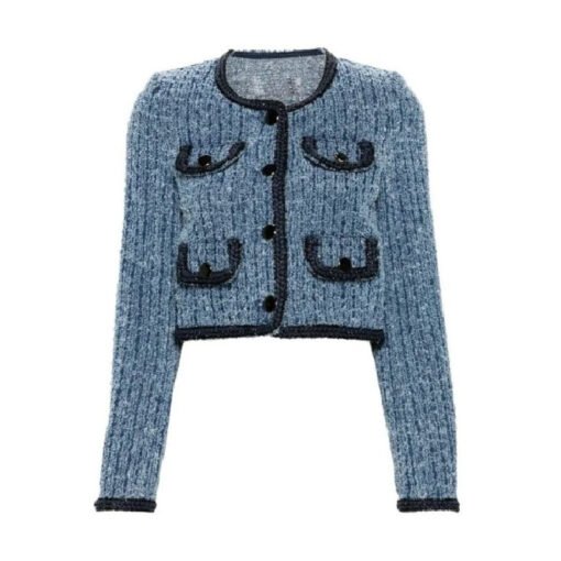 Danielle Campbell Blue Cropped Jacket - Image 2