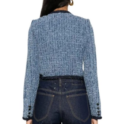 Danielle Campbell Blue Cropped Jacket - Image 3