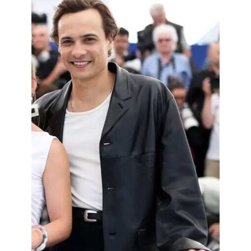Frank Dillane Black Leather Blazer - Image 3