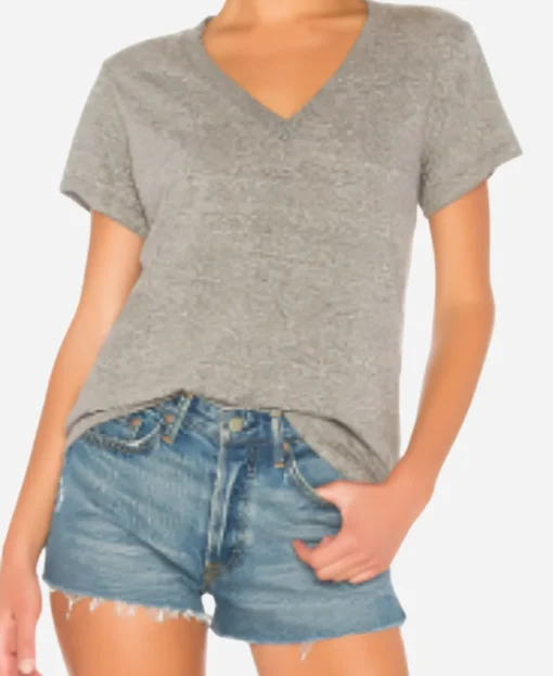Rebecca Falcone Landman S01 V-Neck Grey T-Shirt - Image 2