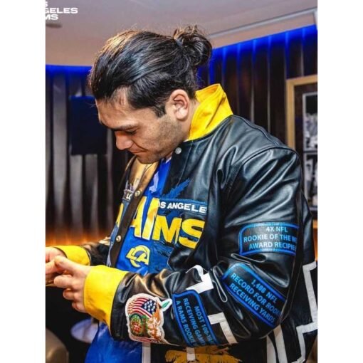 LA Rams Puka Nacua Leather Jacket - Image 2