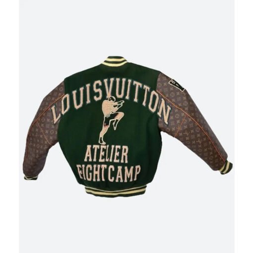 LV Green And Brown Varsity Jacket - Image 3