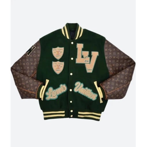 LV Green And Brown Varsity Jacket - Image 2